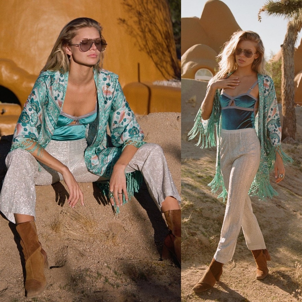 New arnhem azalea kimono robe turquoise XS/S BNWT